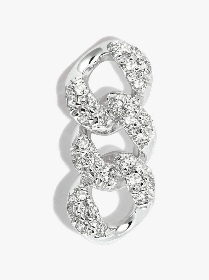 18k White Gold Triple Link Diamond Single Earring