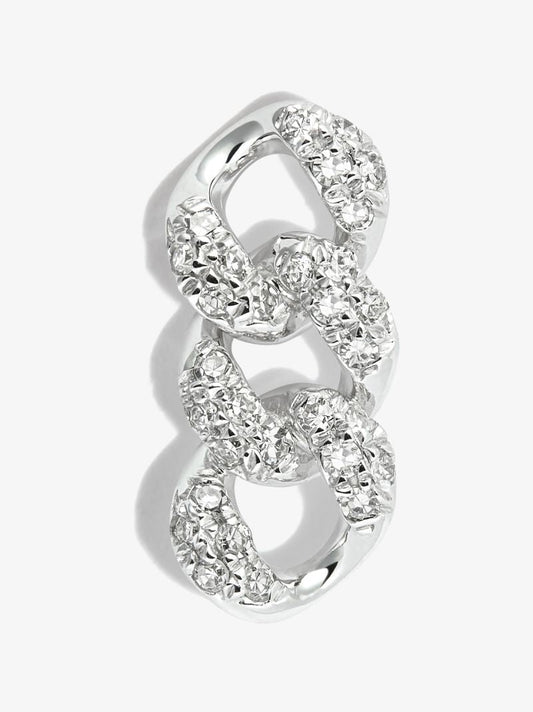 18k White Gold Triple Link Diamond Single Earring