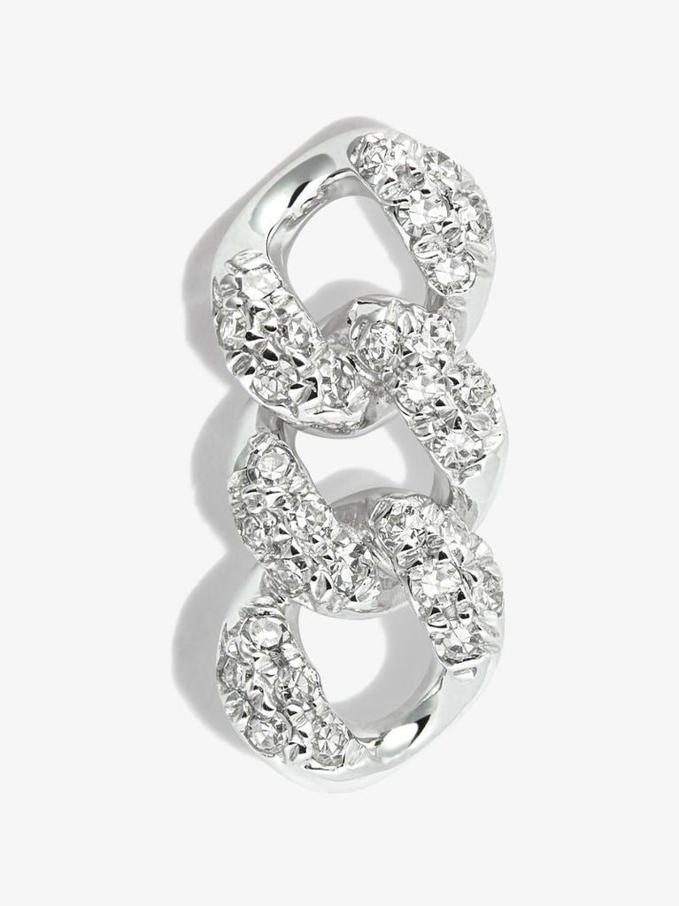 18k White Gold Triple Link Diamond Single Earring