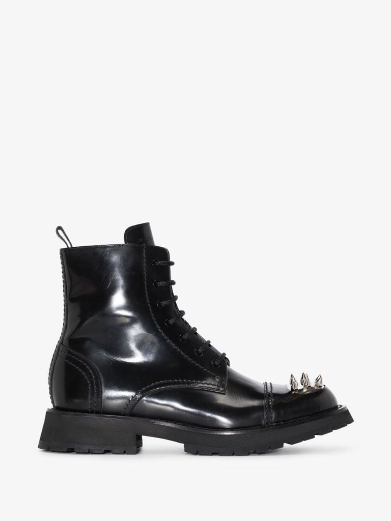 Black Studded Leather Combat Boots