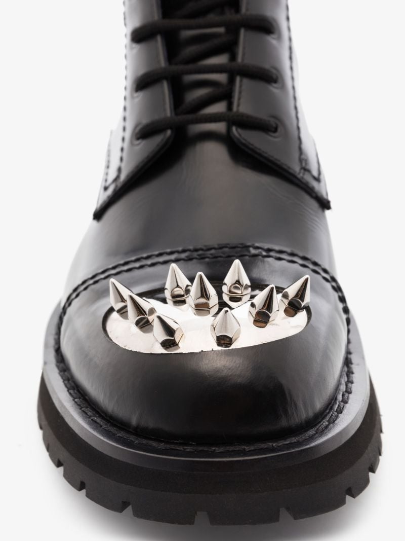 Black Studded Leather Combat Boots