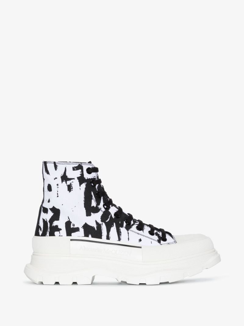White Graffiti Tread Slick Boots