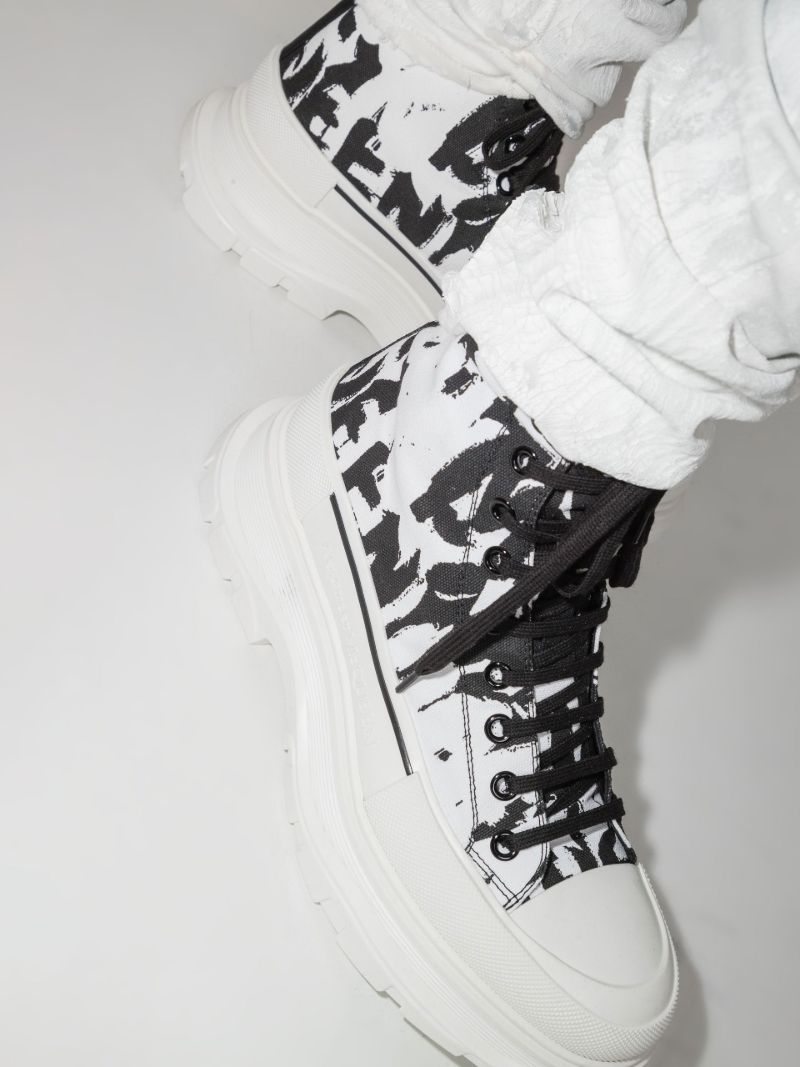 White Graffiti Tread Slick Boots