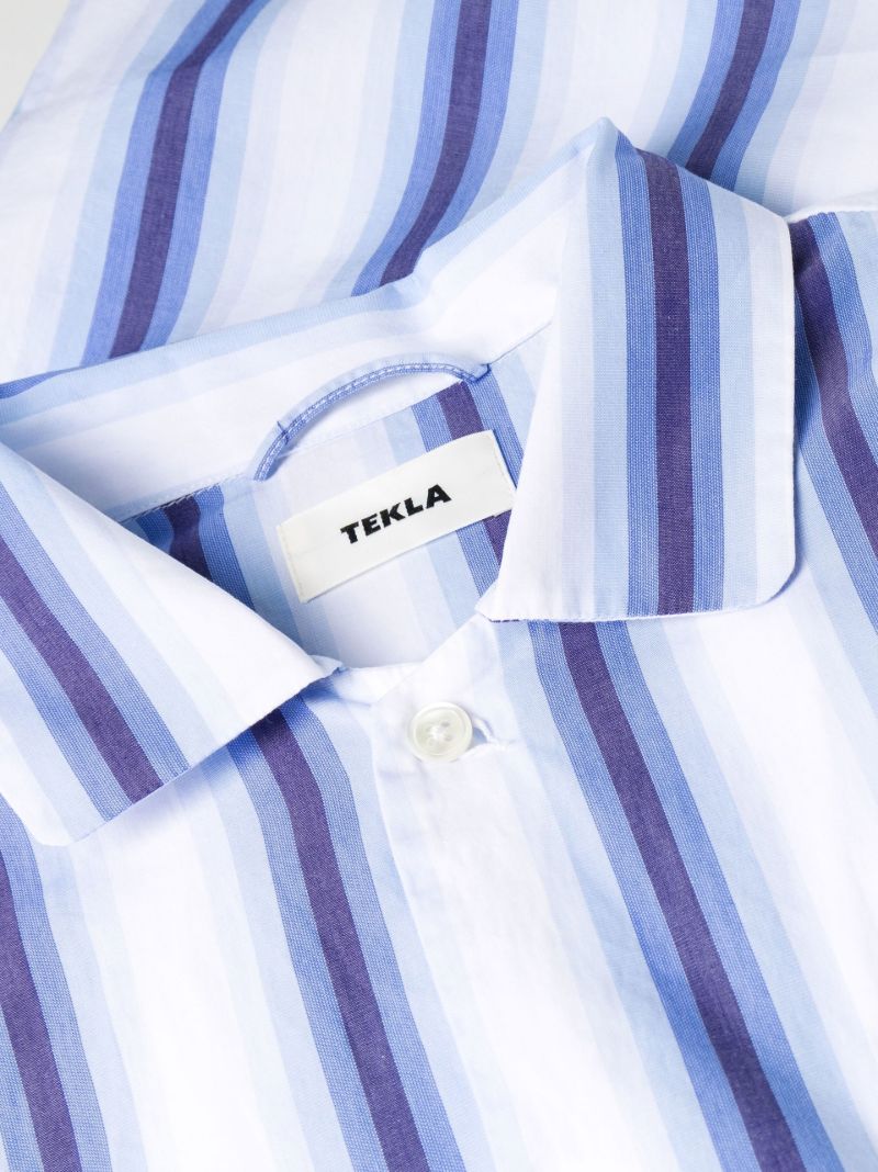 Blue Striped Poplin Pyjama Shirt