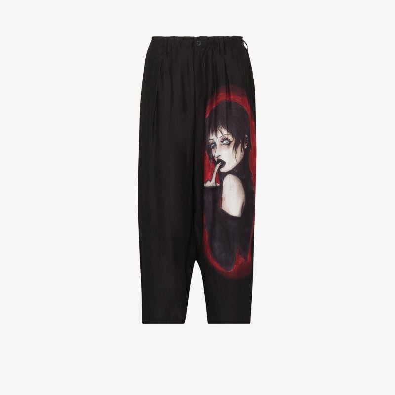 Graphic Print Silk Trousers