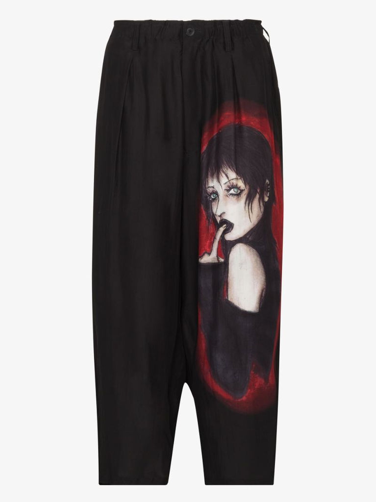 Graphic Print Silk Trousers