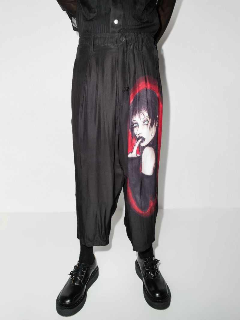 Graphic Print Silk Trousers