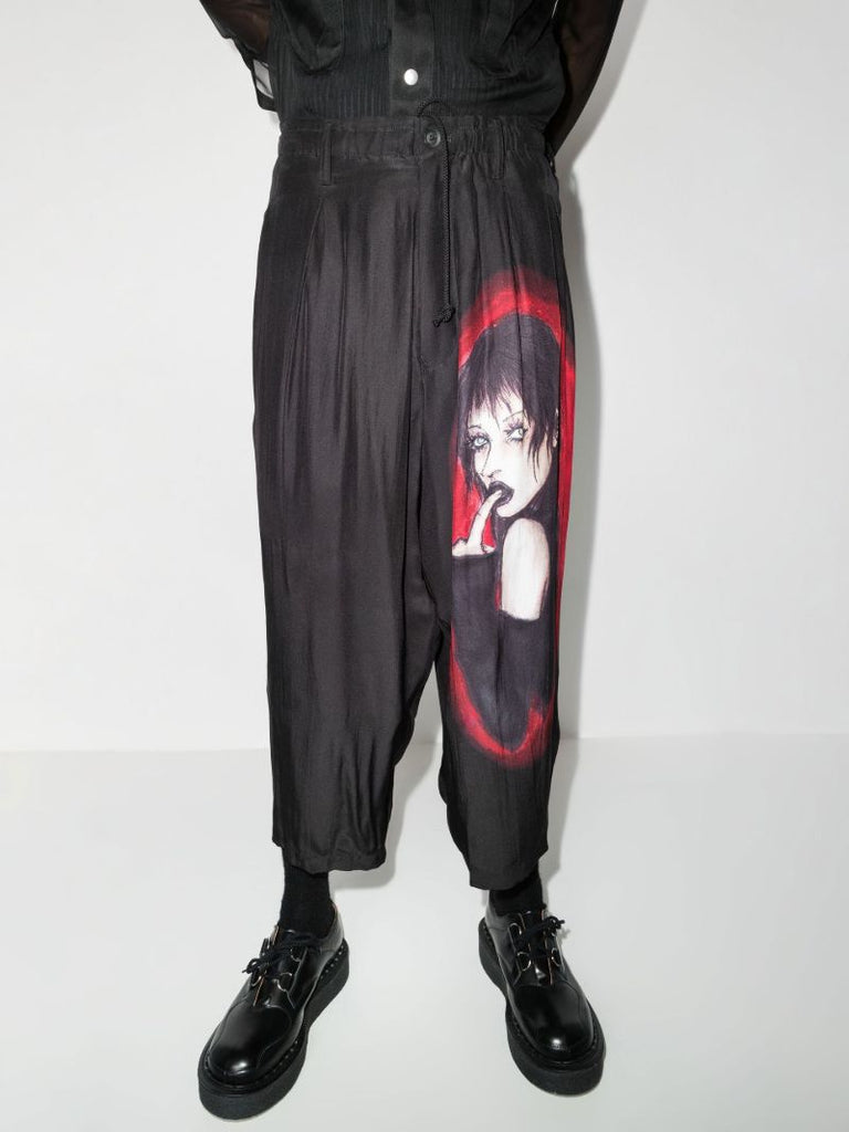 Graphic Print Silk Trousers