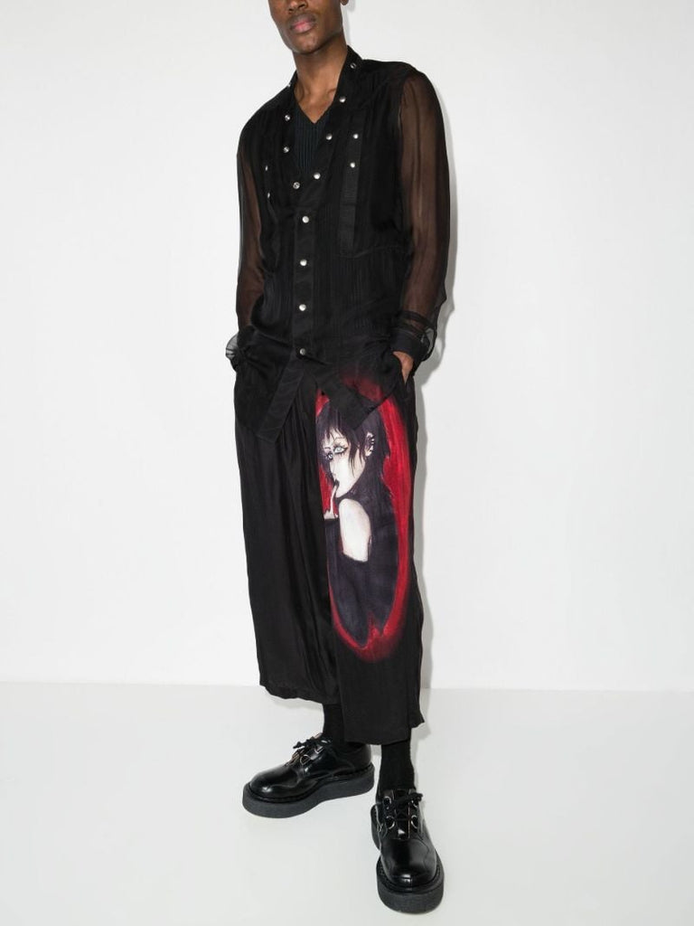 Graphic Print Silk Trousers