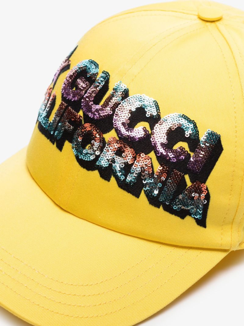 Yellow California Sequinned Cotton Baseball Cap