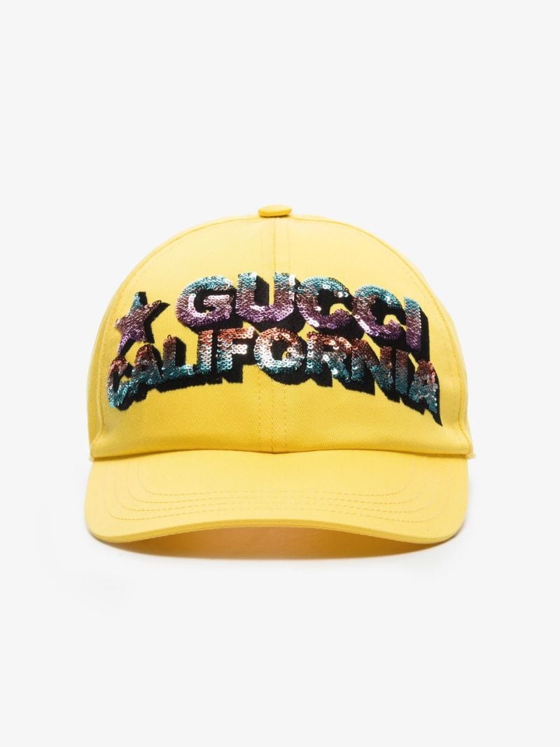 Yellow California Sequinned Cotton Baseball Cap
