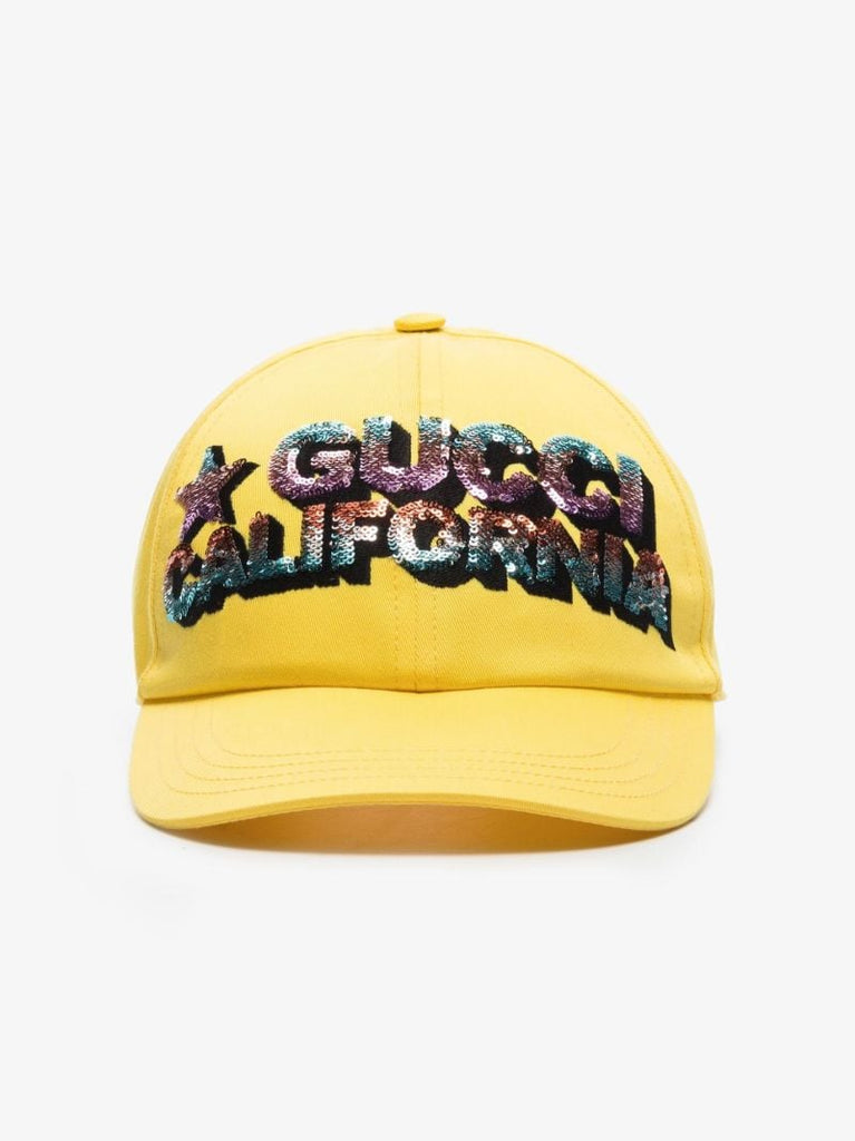 Yellow California Sequinned Cotton Baseball Cap