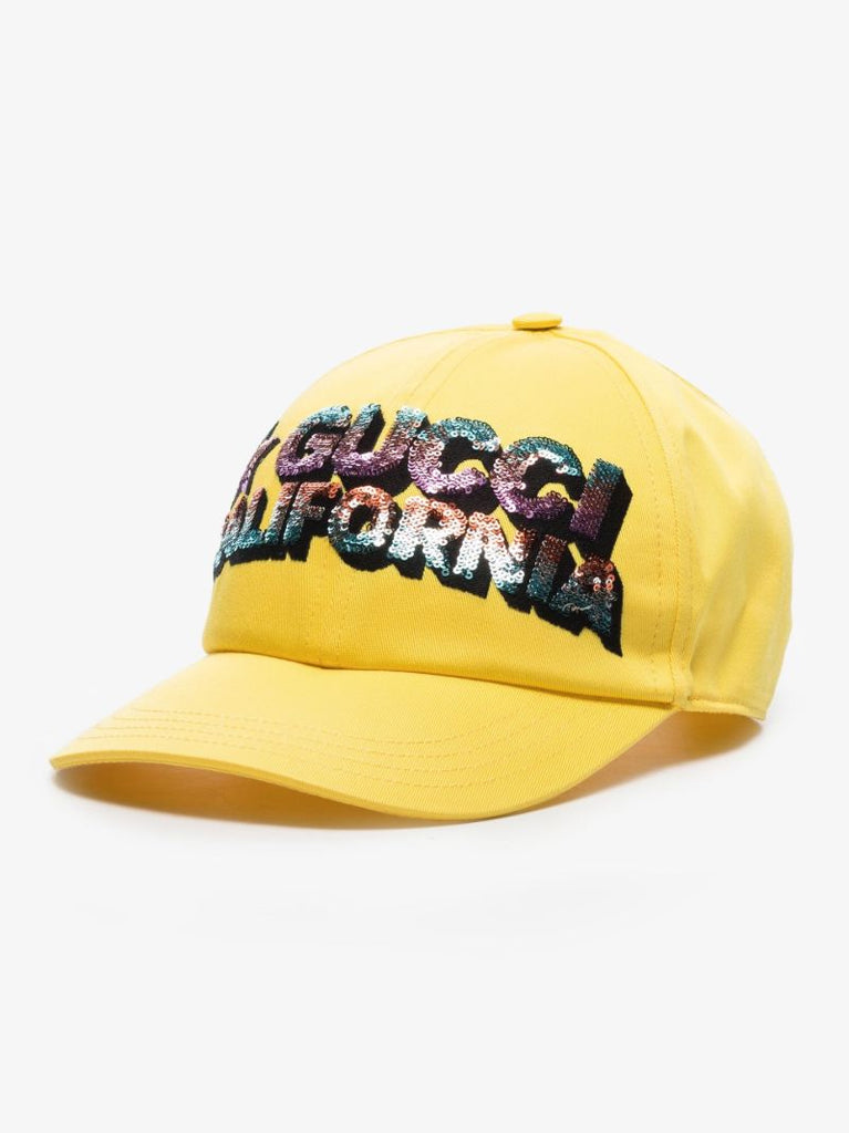 Yellow California Sequinned Cotton Baseball Cap