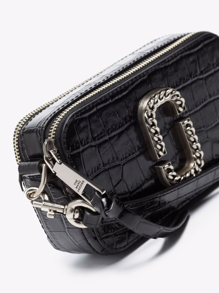 Black the Snapshot Mock Croc Leather Cross Body Bag