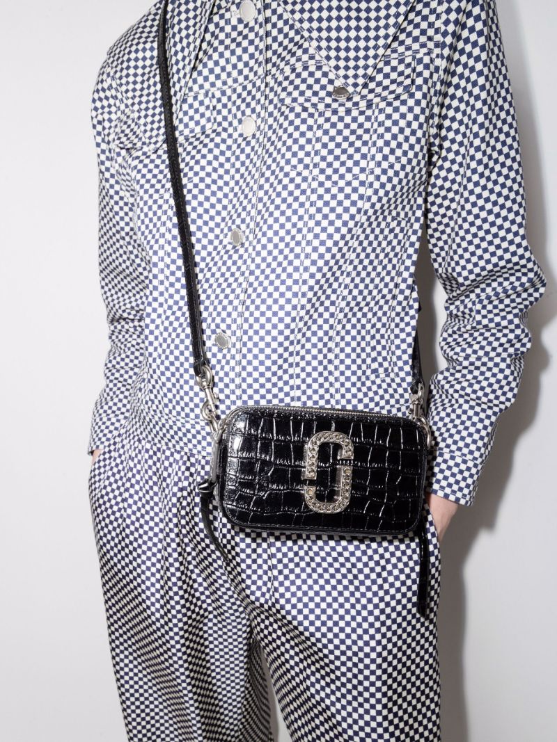 Black the Snapshot Mock Croc Leather Cross Body Bag