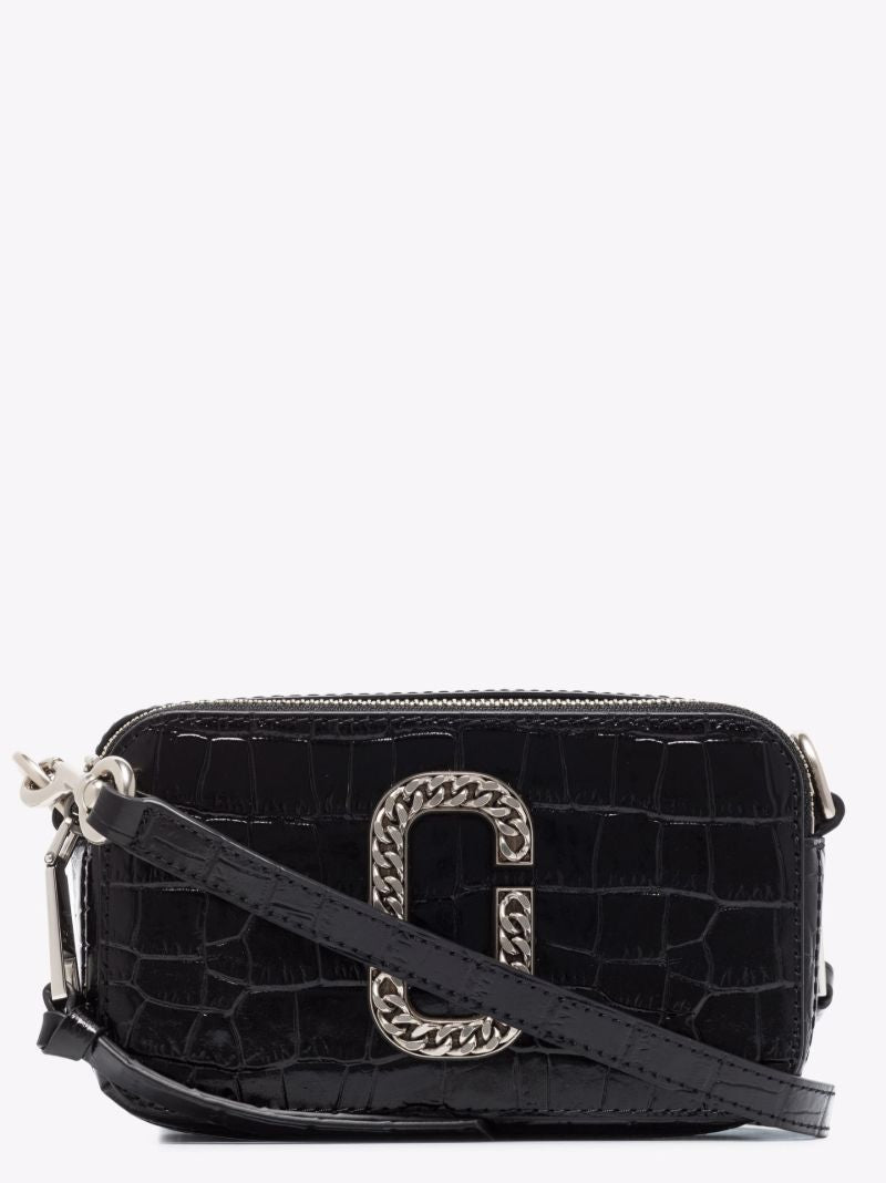 Black the Snapshot Mock Croc Leather Cross Body Bag