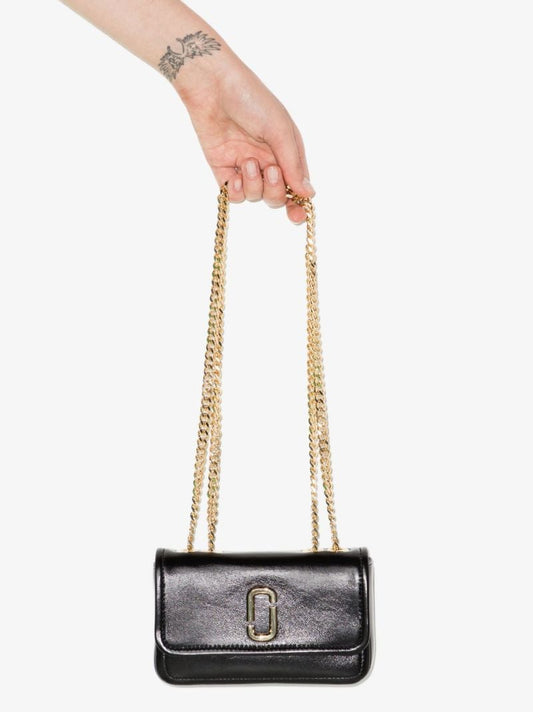 Black the Glam Shot Leather Mini Bag