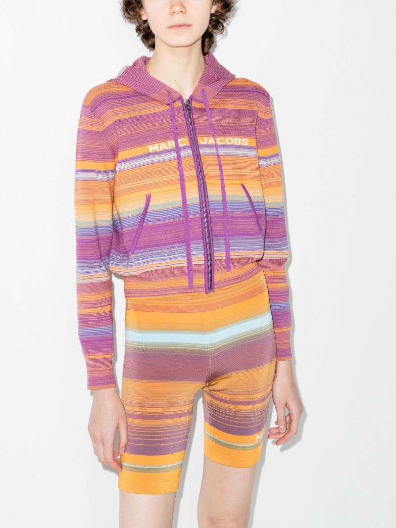 Purple the Cropped Striped Zip-up Hoodie