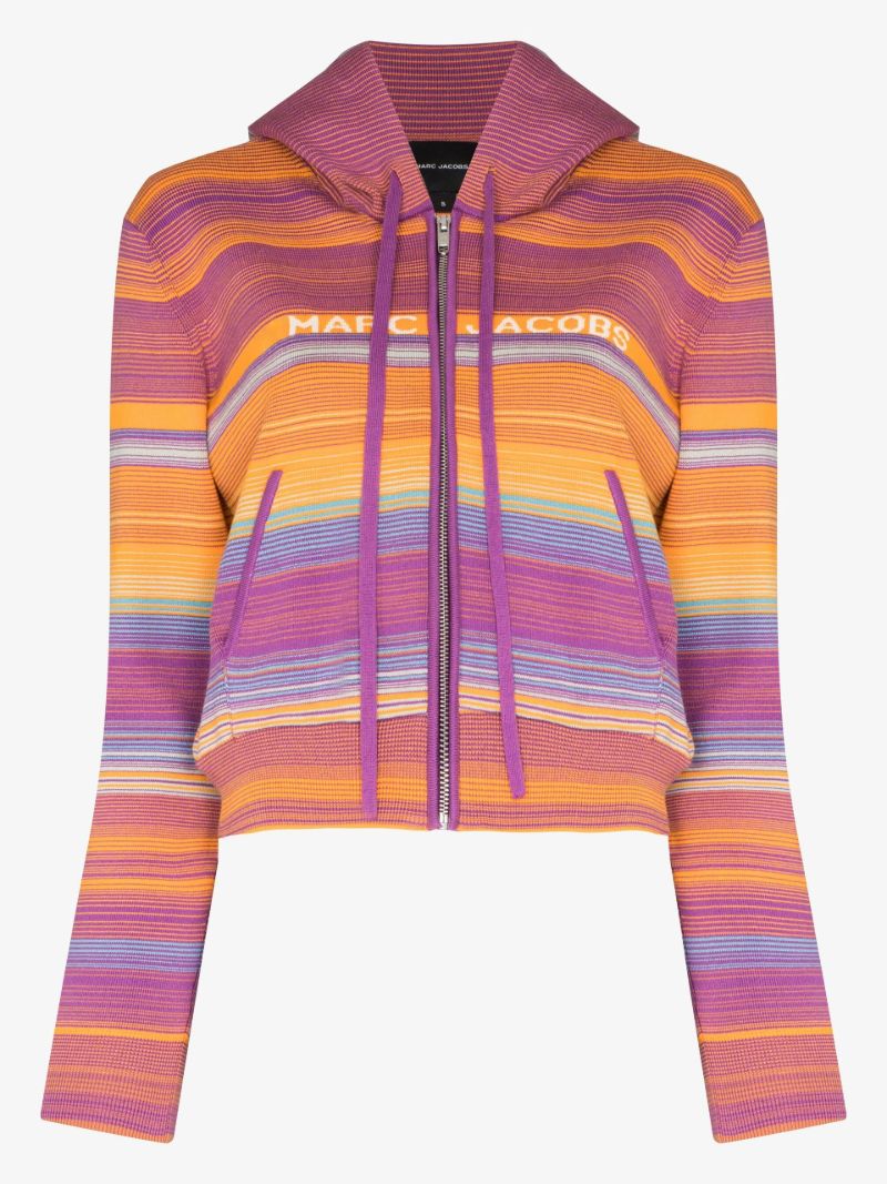 Purple the Cropped Striped Zip-up Hoodie