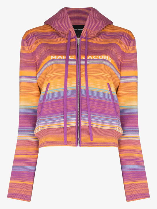 Purple the Cropped Striped Zip-up Hoodie