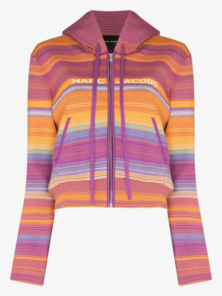 Purple the Cropped Striped Zip-up Hoodie