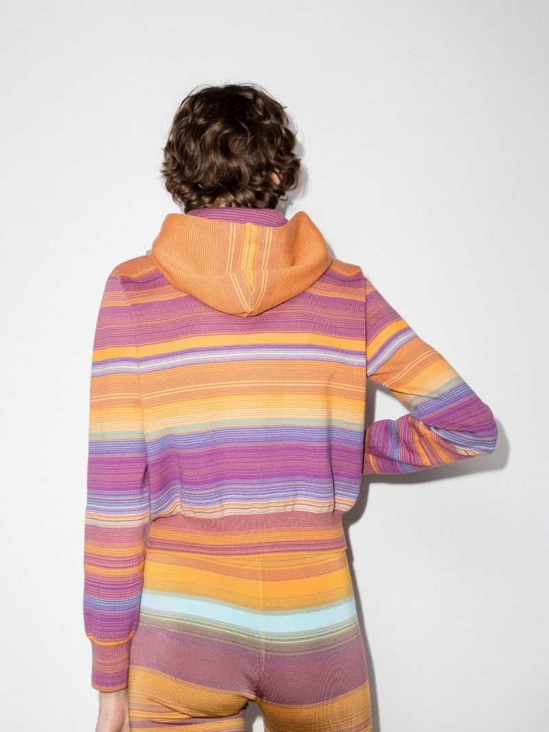 Purple the Cropped Striped Zip-up Hoodie