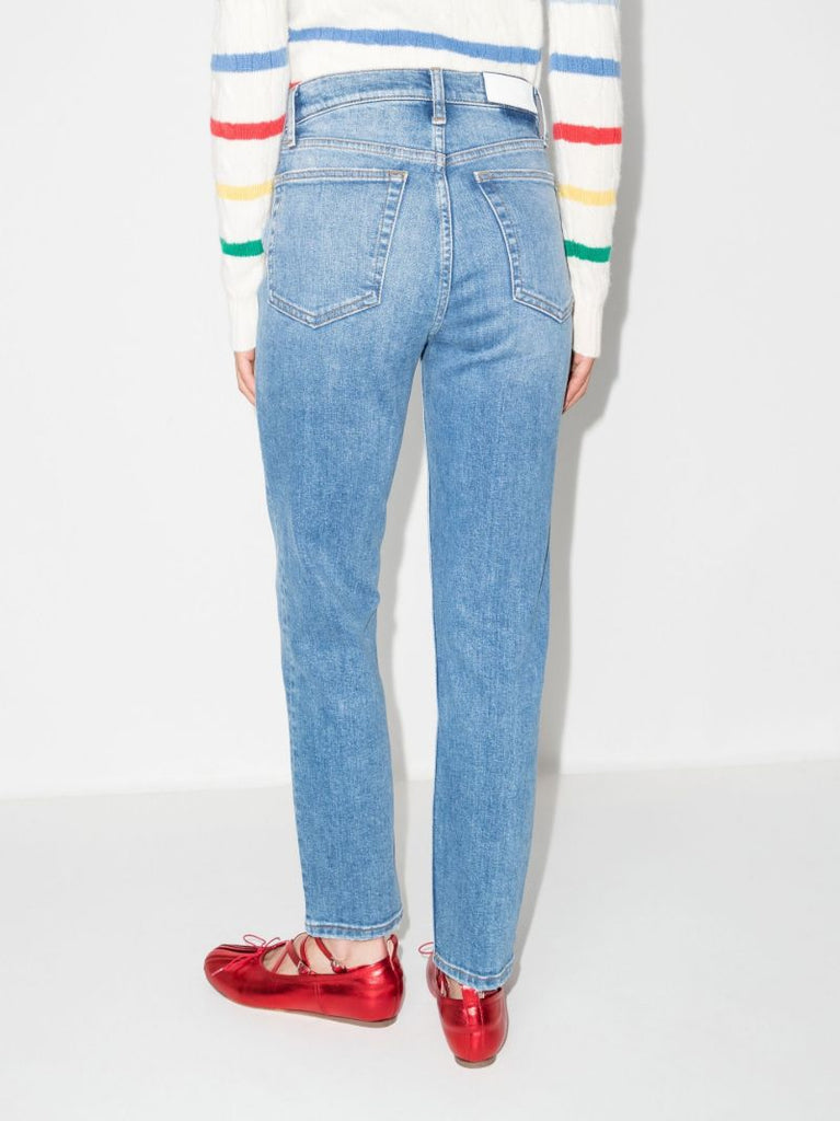 Blue '90s High Waist Cropped Jeans