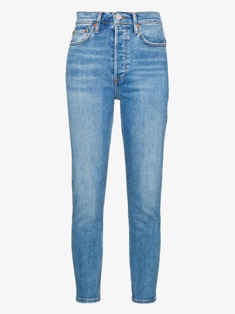 Blue '90s High Waist Cropped Jeans