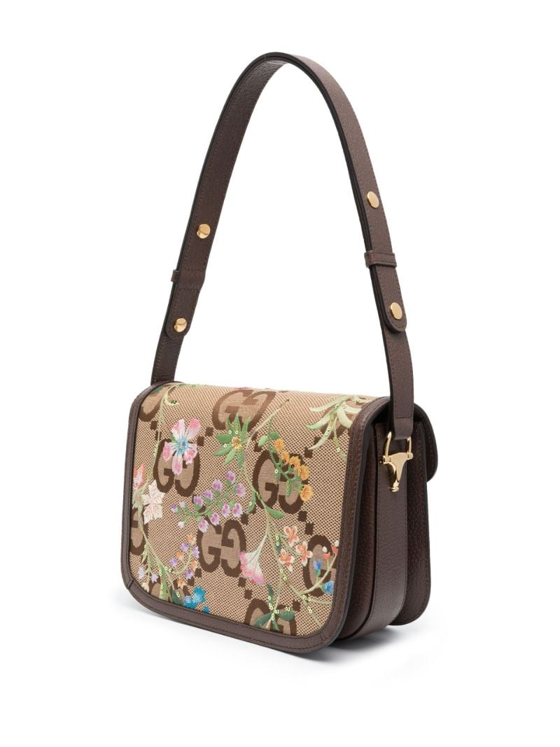 Neutral Horsebit 1955 Canvas Shoulder Bag