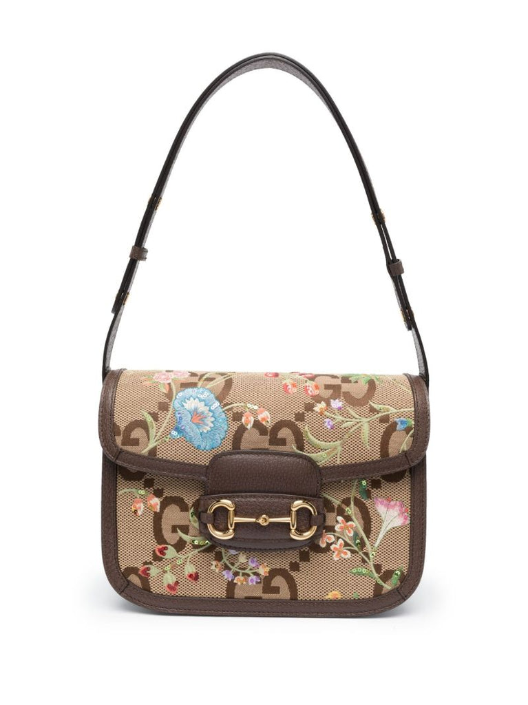Neutral Horsebit 1955 Canvas Shoulder Bag
