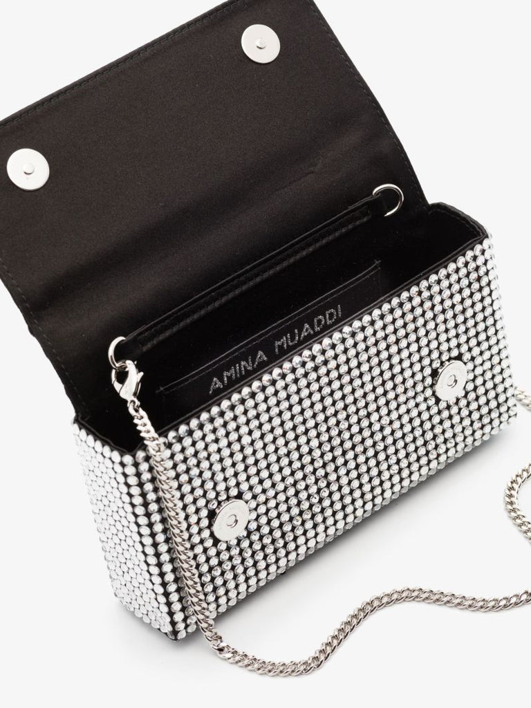 Black Paloma Crystal Embellished Satin Clutch Bag