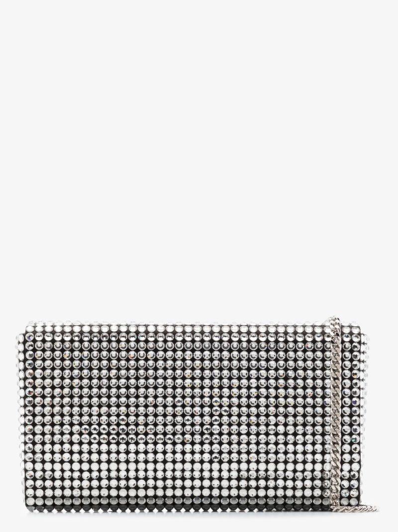 Black Paloma Crystal Embellished Satin Clutch Bag
