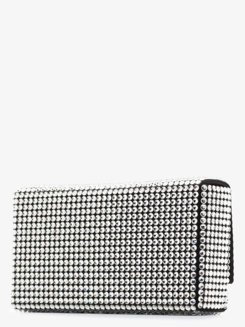 Black Paloma Crystal Embellished Satin Clutch Bag
