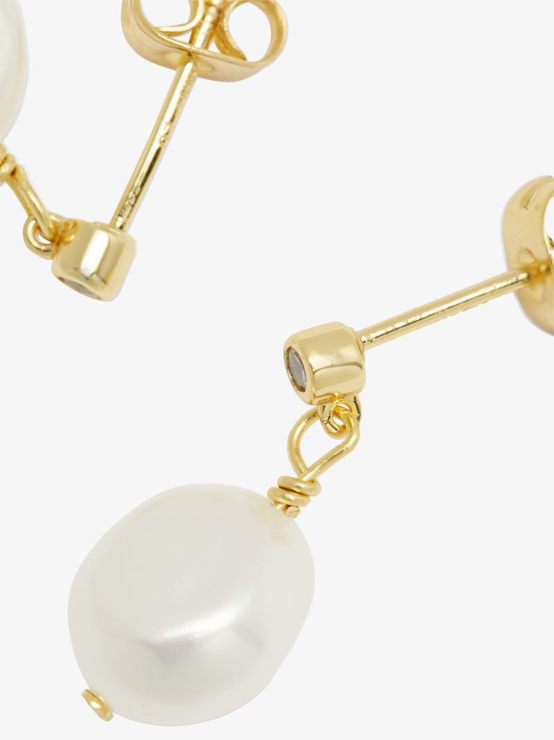 Gold-tone Drop Pearl Earrings