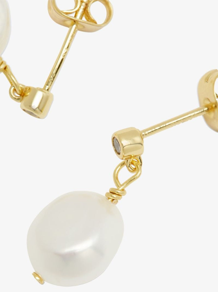 Gold-tone Drop Pearl Earrings