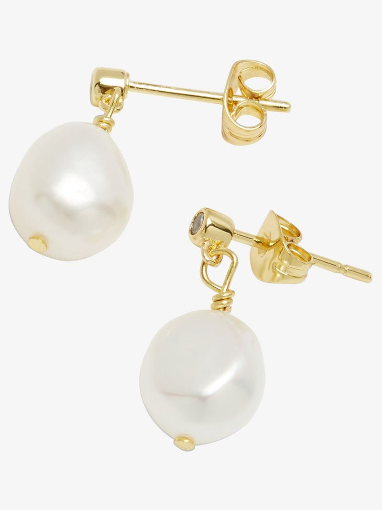 Gold-tone Drop Pearl Earrings