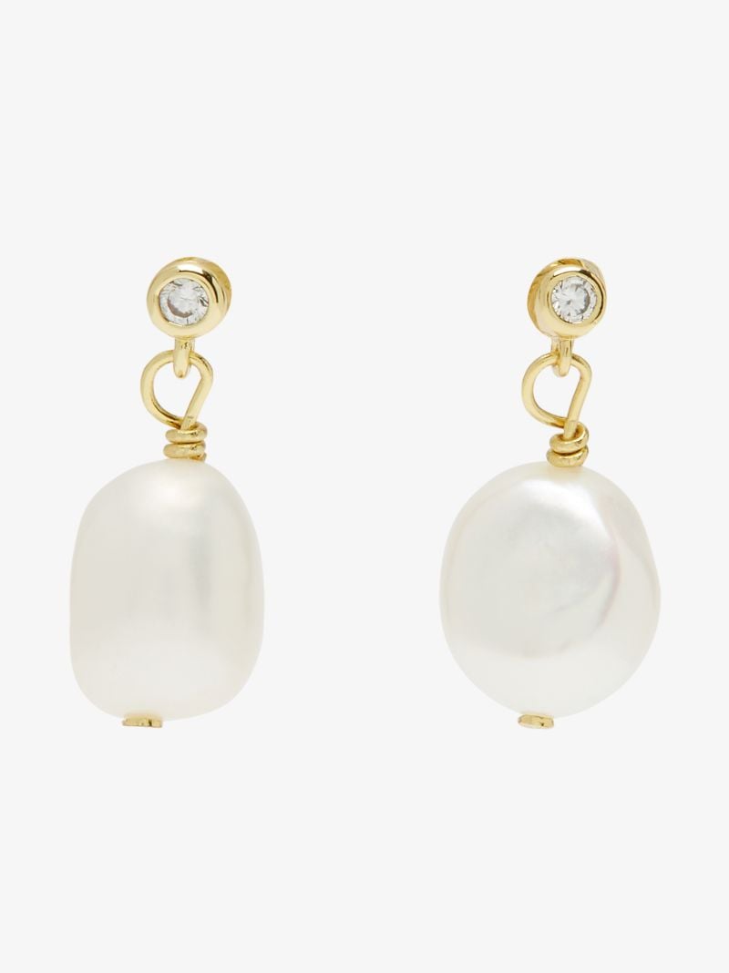 Gold-tone Drop Pearl Earrings