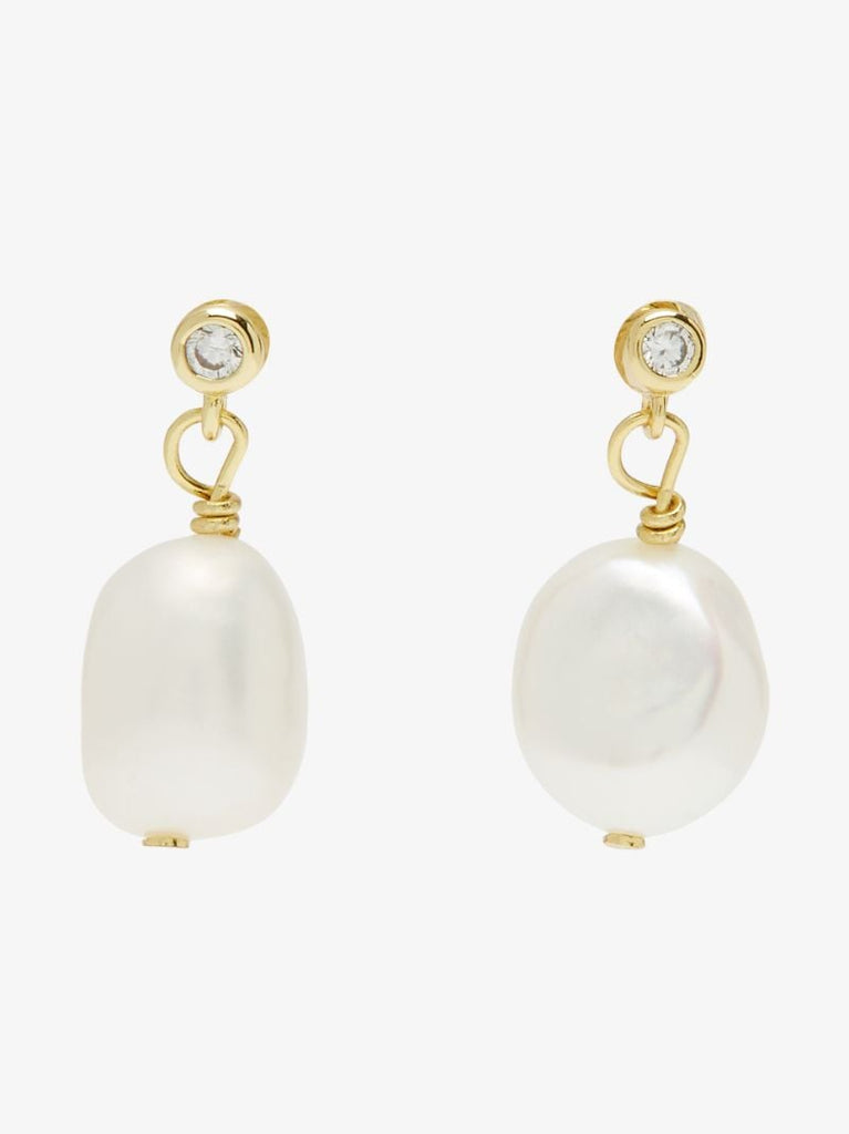 Gold-tone Drop Pearl Earrings
