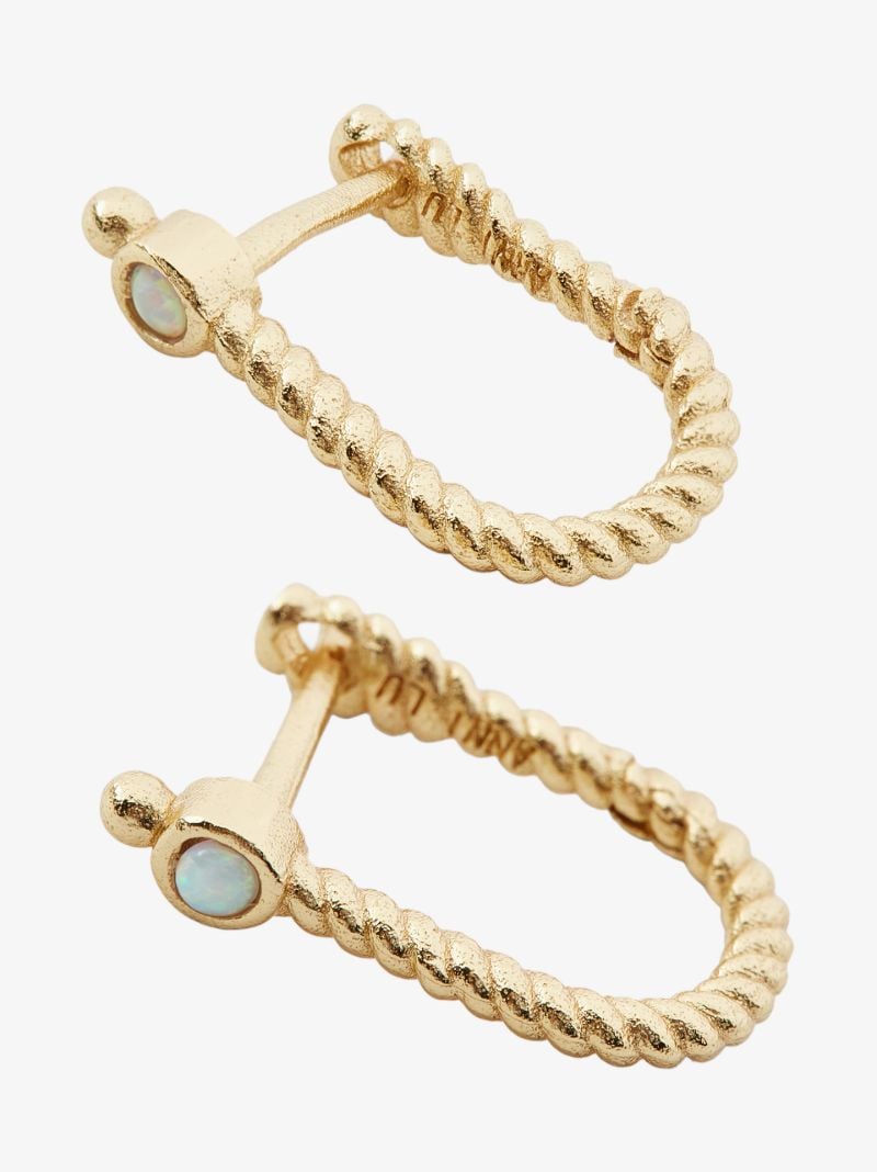 Gold-plated Rope Hoop Earrings