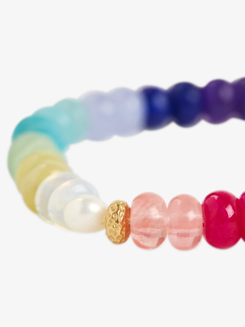 Multicoloured Iris Rainbow Beaded Bracelet