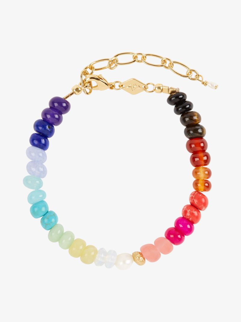 Multicoloured Iris Rainbow Beaded Bracelet