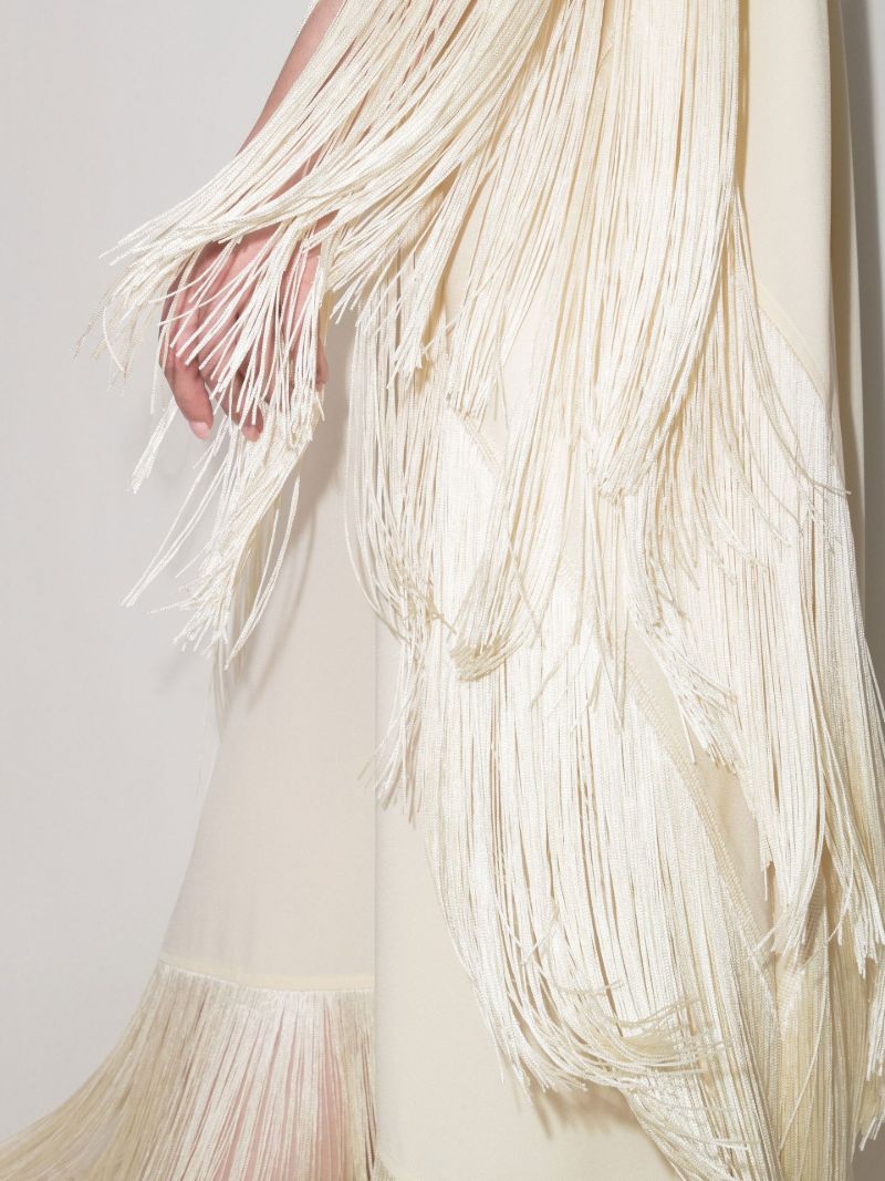 Mrs Ross Asymmetric Fringed Maxi Dress