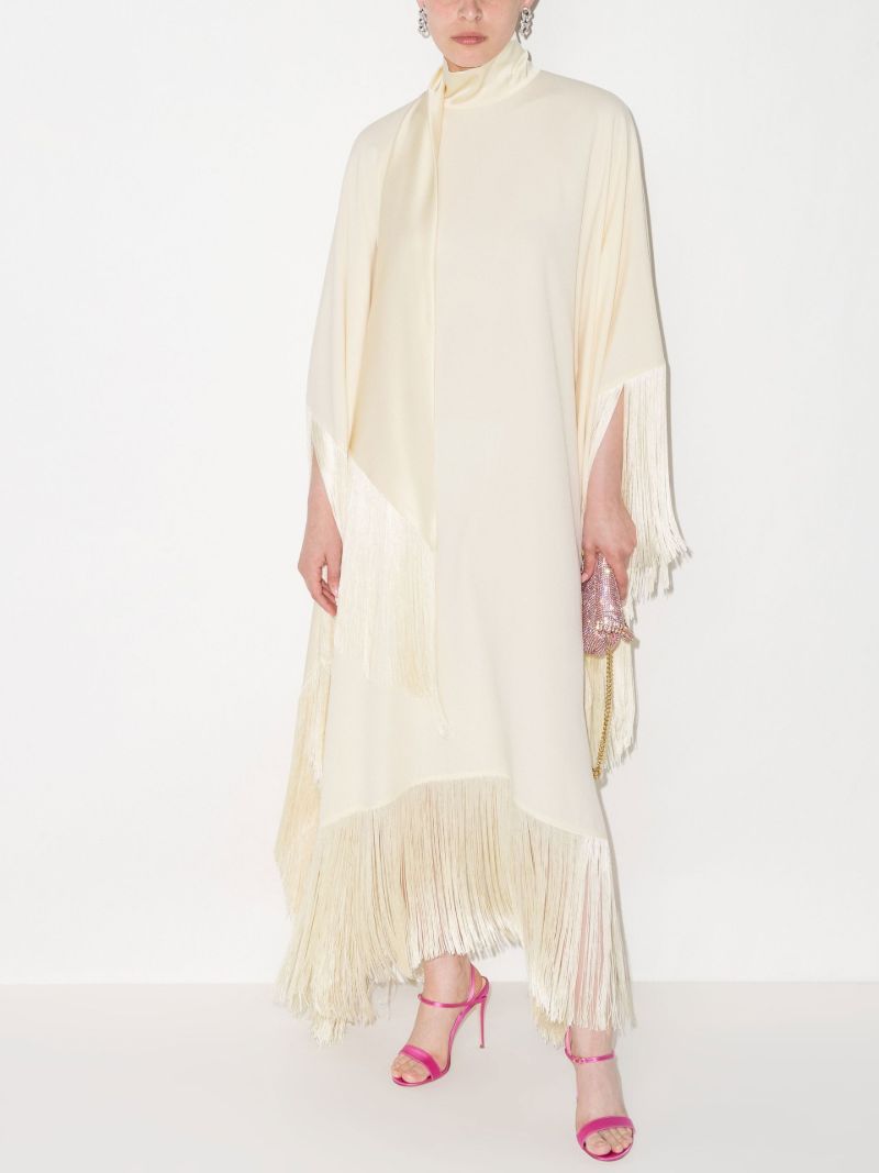 Mrs Ross Asymmetric Fringed Maxi Dress