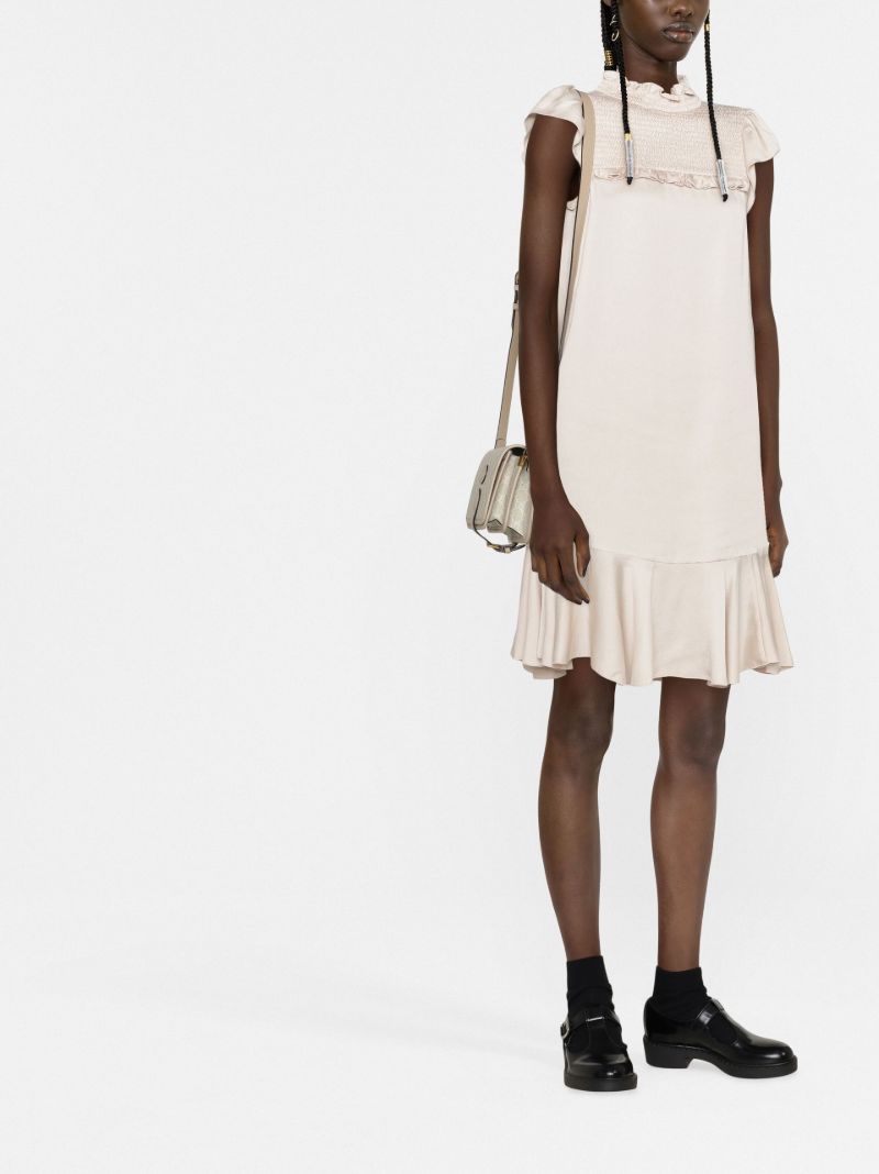 Neutral Ruffled Cocktail Dress