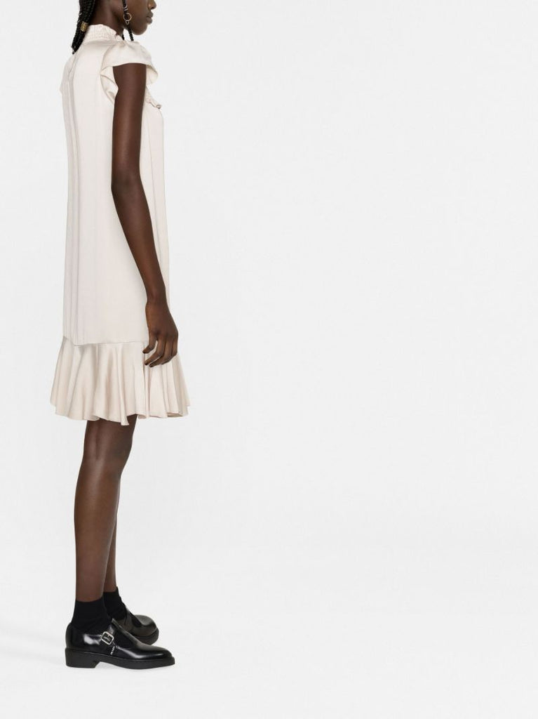 Neutral Ruffled Cocktail Dress