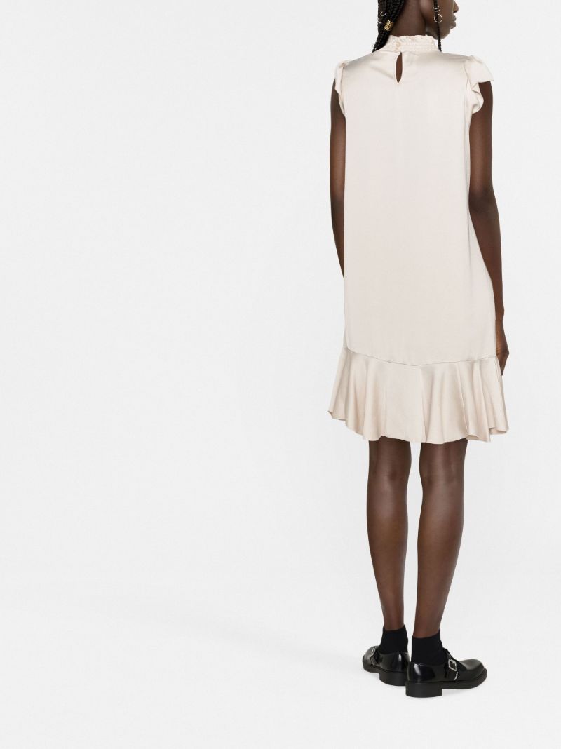 Neutral Ruffled Cocktail Dress
