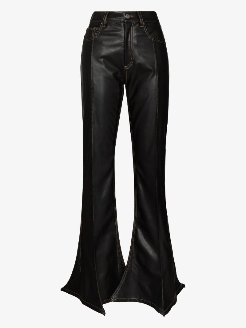 Trumpet Faux Leather Flared Trousers