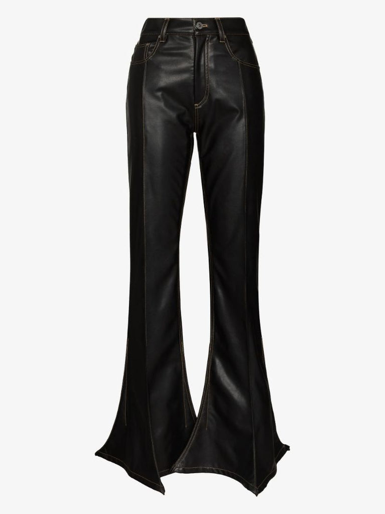 Trumpet Faux Leather Flared Trousers
