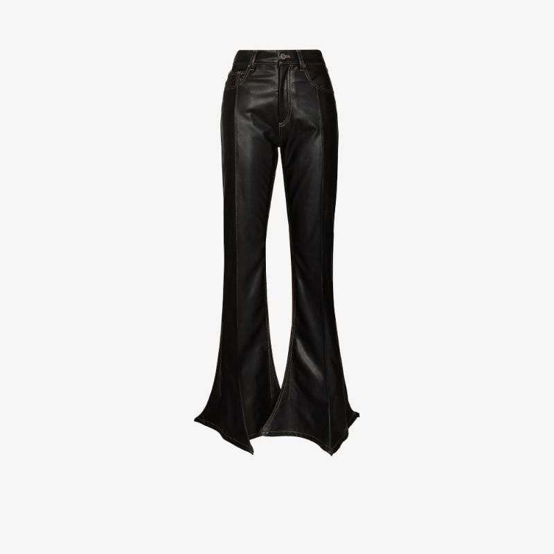 Trumpet Faux Leather Flared Trousers