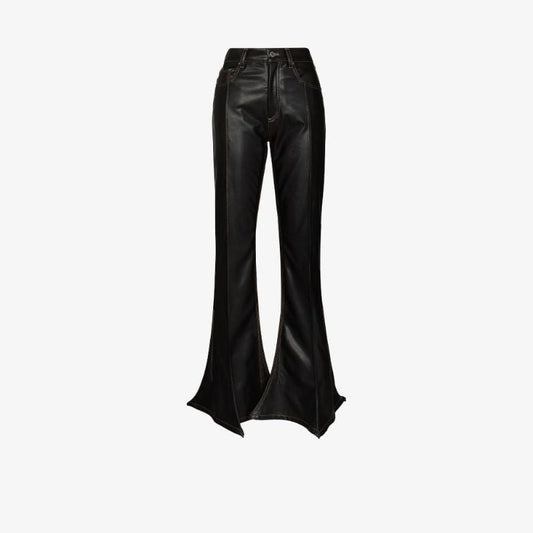 Trumpet Faux Leather Flared Trousers